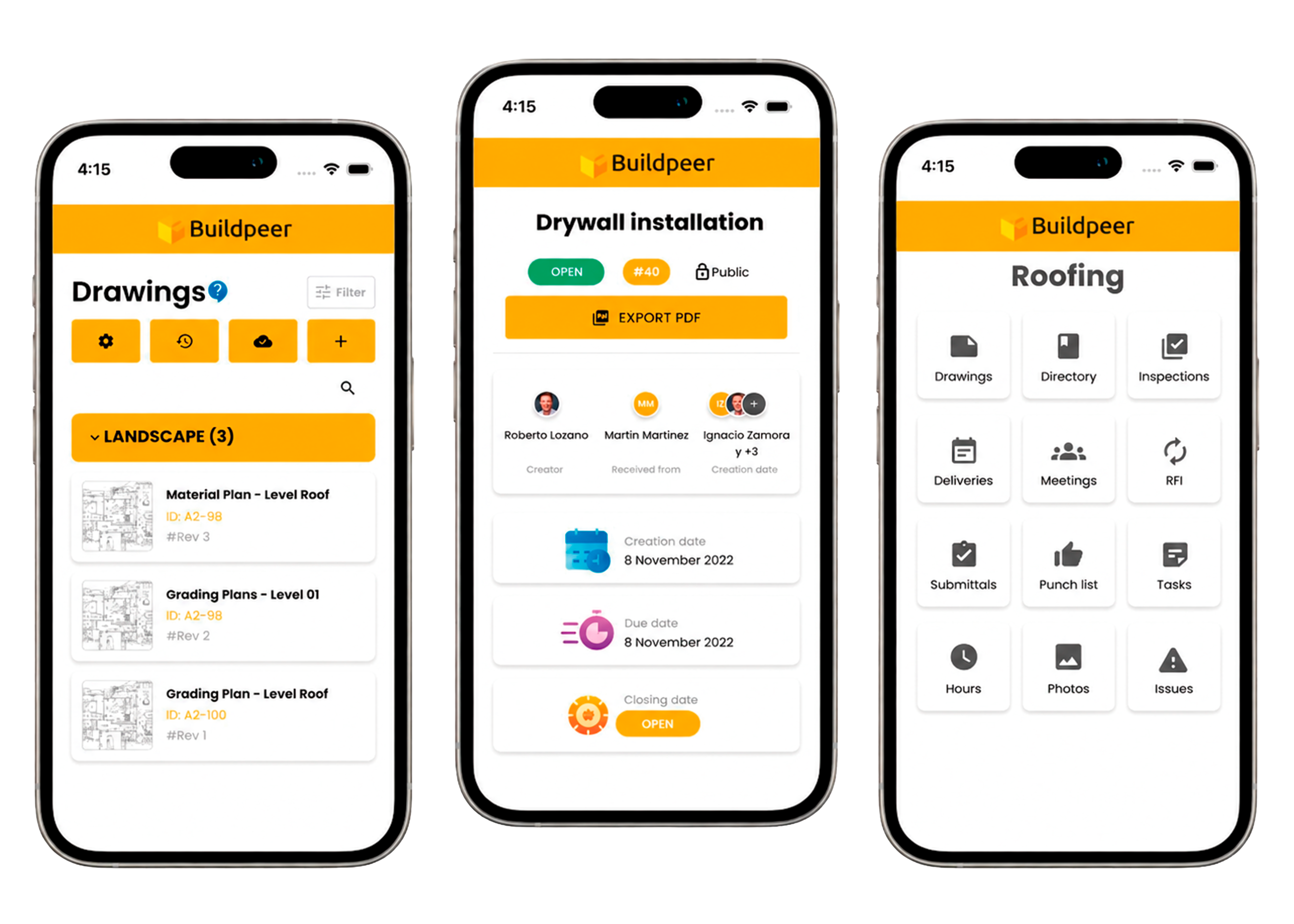 Vista móvil de Buildpeer en celulares
